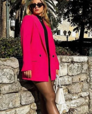 BLAZER LUNGO ZARA ROSA FUCSIA
