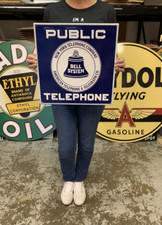 Antica insegna vintage vecchio stile telefono pubblico made in USA