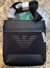 EMPORIO ARMANI $245 Borsa MESSENGER borsa da viaggio tracolla AUTENTICA NUOVA nera