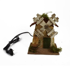 Mulino a Vento Ambientazione per Presepe completo di motorino funzionante h 19cm