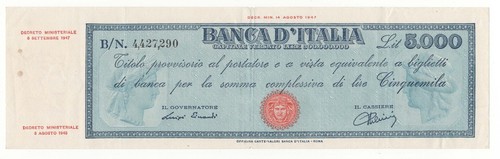 5000 lire titolo provvisorio - 5000,