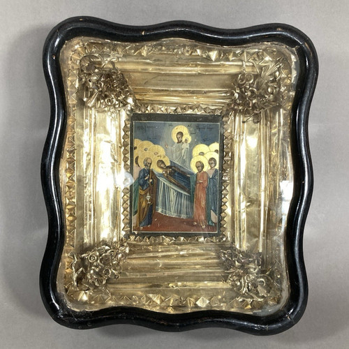 Antica vetrina icona russa xix - icona,