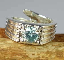 Verde Diamante Solitario 3.37 KT Rotondo Taglio Certificato Uomo Anello Regalo A