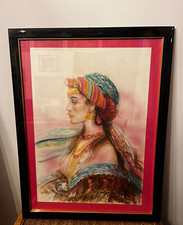 Jovan Vulic (1951) Ritratto di ragazza,tecnica mista su carta, cm 70x50, firmato