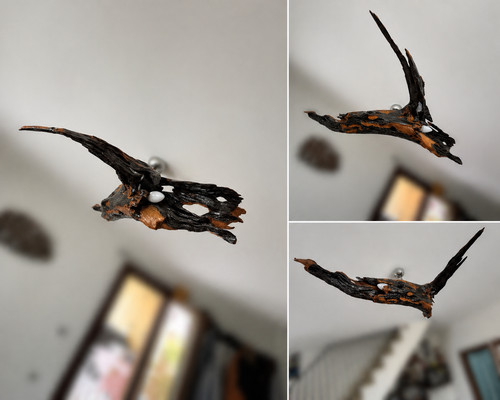 Lampadario legno artigianale