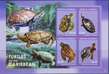 Antigua & Barbuda 2012 Tartarughe Caraibiche Animali Natura Marina Sht MNH