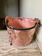 ANTICO CONTENITORE ,PAIOLO IN RAME CON MANICO E CATENA DA AGGANCIARE,VINTAGE