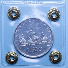 REPUBBLICA ITALIANA 500 LIRE 1957 VELE CONTROVENTO RARA PROVA qFDC ARGENTO