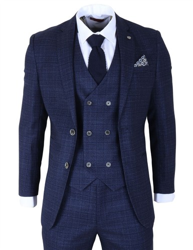 Uomo blu quadri pezzi abito - pezzi,