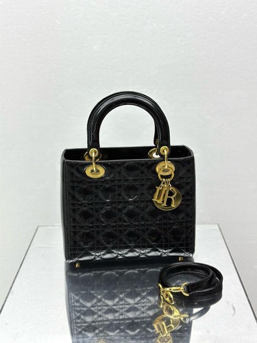 Lady dior navy leather satchel - lady,