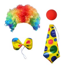 4 Pezzi Parrucca Riccia da Clown Naso da Clown Accessorio Costume Clown per