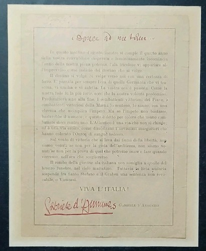 Annunzio volo vienna - d'annunzio,