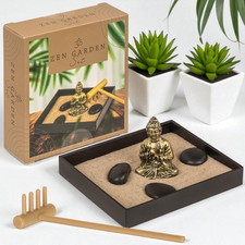 Mini Zen - Set Da Giardino Con Statuetta Di Buddha, Decorazione Da Tavolo per La