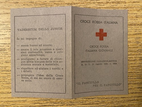 Tessera croce rossa italiana - croce,