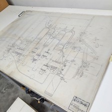 Disegno tecnico originale di auto Isotta Fraschini su lucido Motore FMC, 1912
