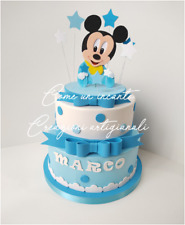 Torta scenografica nascita topolino + nome baby shower battesimo gomma eva fommy
