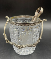Porta ghiaccio cesto cestello vaso argentato cristallo molato