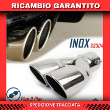 TERMINALE DI SCARICO DOPPIO Universale Auto Silenziatore Sportivo Tuning 76 mm