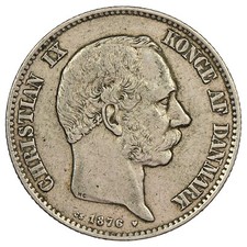 Danimarca - 2 Corone 1876 Christian Ix - Argento - KM.798 - Moneta Danese