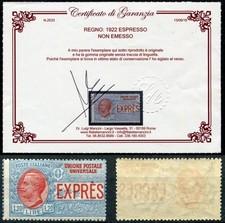 REGNO D'ITALIA 1922 ESPRESSO LIRE 1,20 NON EMESSO MNH** CAT. 8