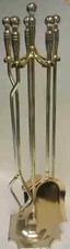 SET ATTREZZI CAMINO IN OTTONATO - ACCESSORI CAMINETTO brass fireplace tool set