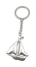 Portachiavi Nave Con Vela Stivale Argento Metallo Ciondolo Fascino