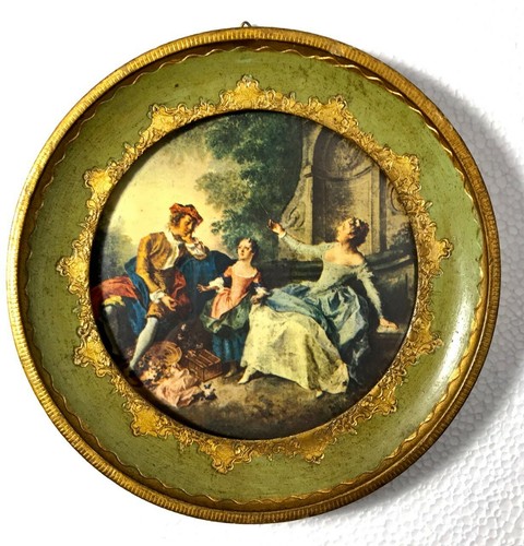 Vecchio quadro tondo con dame - con,