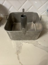 Vintage 2 pezzi Comet Padella per Torte Alimenti Angelo Quadrata Alluminio con Piedi 9" X 9" X 4" USA.