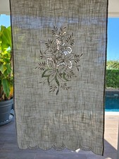 Tenda in canapa di lino con ricamo a mano intaglio 70x150 cm tenda a pannello