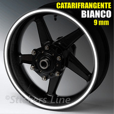 Nastro adesivi strisce ruote catarifrangenti BIANCO riflettente 9mm cerchi moto