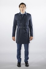 Trench uomo sartoriale doppiopetto blu