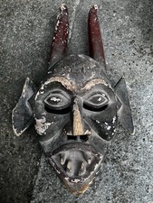 Antica maschera in legno Intagliata -Satanasso - XIX secolo