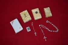 M4330 LOTTO OGGETTI SACRI 4 BREVIARI PREGHIERE COLLANA CROCIFISSO ROSARIO