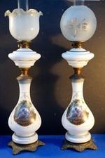 PAIR OF LARGE OPALINE OIL