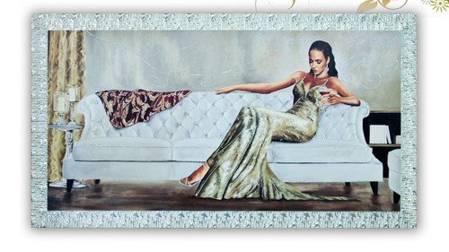 Quadro moderno donna divano - quadro,