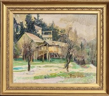 Giulio Boetto ( Torino 1894 - 1967 ) "Primavera a Cavoretto"  1955. Olio su tela