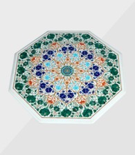 36 " Marmo Tavolo Handmade Pietre Semi Preziose Arte Lavoro Casa / Ufficio Decor