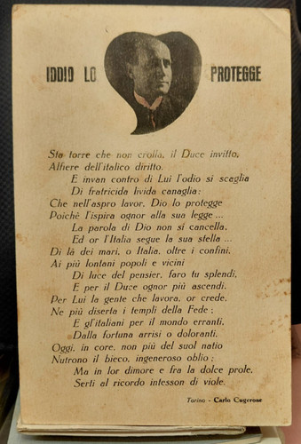 Cartolina mussolini iddio - iddio, lo