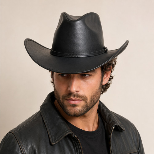 Cappello cowboy nero fatto - da,