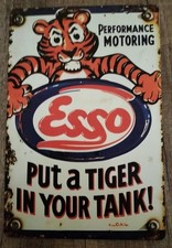 ESSO PUT A TIGER IN YOUR TANK ! TIGRE NEL MOTORE TARGA METALLO INSEGNA REPLICA