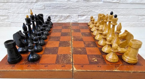 Set scacchi legno vintage - set,