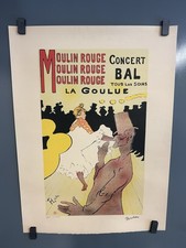 Vecchia litografia MOULIN ROUGE concerto Bal Tous Les Soirs La Goulue Henri Lautrec