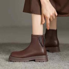 Stivali Scarpe Anfibi Donna Comodi Bassi Marrone Dopo Sci Pelle Sintetica 39771