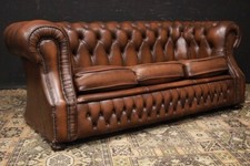 Divano / Sofa tre posti Chesterfield / Chester pelle marrone rame / originale UK