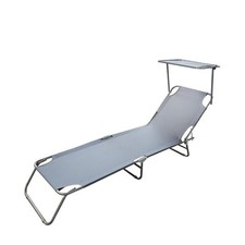Lettino Con Tettuccio Parasole Grigio Sdraio Prendisole 187x55x24 Cm Pieghevole 