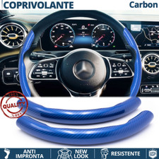 COPRIVOLANTE per MERCEDES Effetto FIBRA CARBONIO SOTTILE Blu Sportivo Tuning