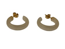 ORECCHINI CERCHI PLASTICA BIANCA OPALINA BIGIOTTERIA VINTAGE ANNI70-90 CM2,5X0,5