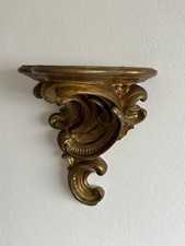 Decorazione Da Parete Piccola Mensola Anni 50 In Stile Barocco In Gesso Dorato