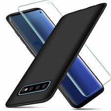 COVER CUSTODIA NERO OPACO + PELLICOLA GEL SILICONE PER SAMSUNG S10 S10e PLUS 