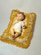 Statua Bambin Gesù in Resina Dipinta a Mano Dettagli Oro Oggetto Religioso